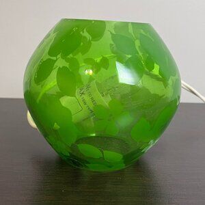 Vintage IKEA KNUBBIG Green Globe Flowers Floral Bird Butterfly Lamp 4" x 5"